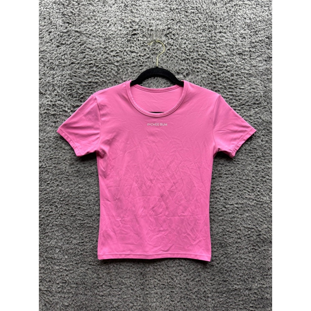 Pochee Bum Essential Slim Fit Nylon Blend Crew Neck T-Shirt Pink Womens‎ Size L